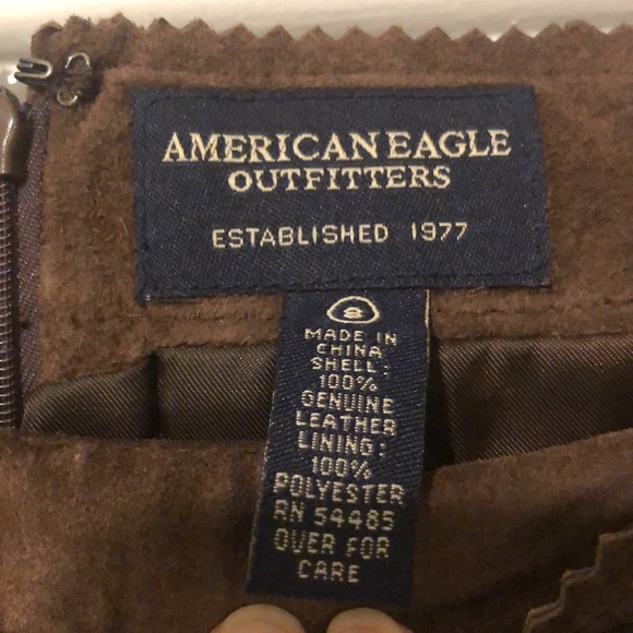 American Eagle 100% leather/suede brown mini skirt size 8 - Picture 2 of 4